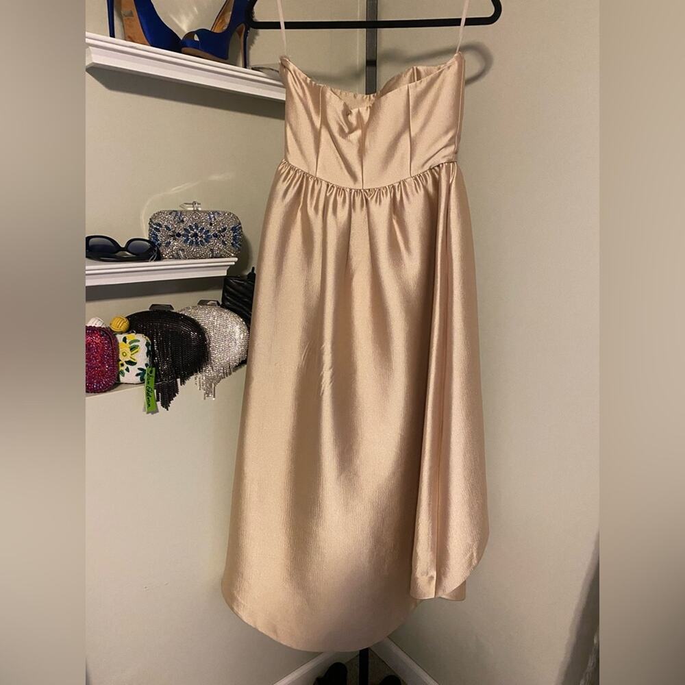 Co Strapless Satin High-Low Cocktail Dress - Picture 13 of 15